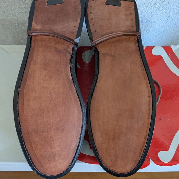 Grenson Derby Men's Black Hi Shine Heritage Leather Brogue Wingtip in Wine - Picture 4 of 5